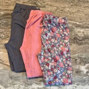 Charming Floral and Solid Kids Leggings Trio